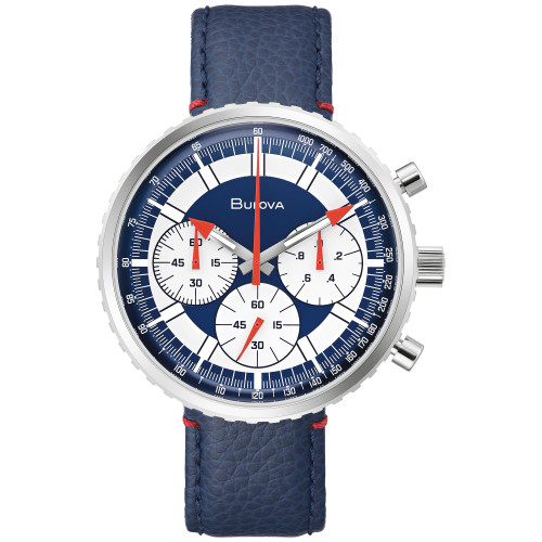 Men's Archive Series Chronograph C Blue Leather Strap Watch 46mm