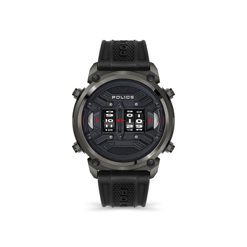 Men's Analog Black Silicon Strap Watch 50mm