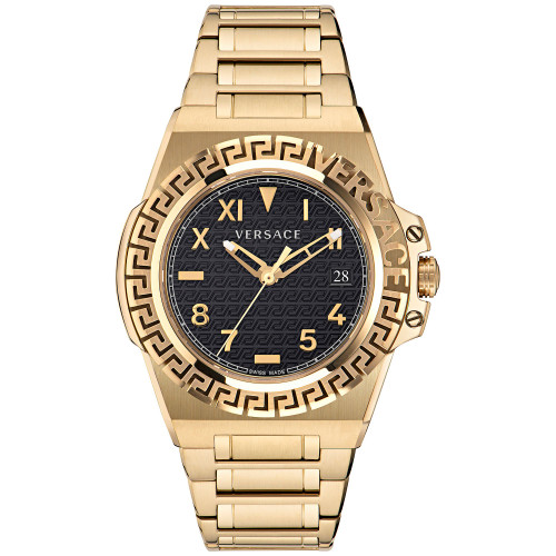 Men's Swiss Greca Reaction Gold-Tone Stainless Steel Bracelet Watch 44mm
