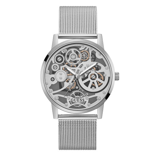 Men's Three-Hand Silver-Tone Mesh Watch 42mm
