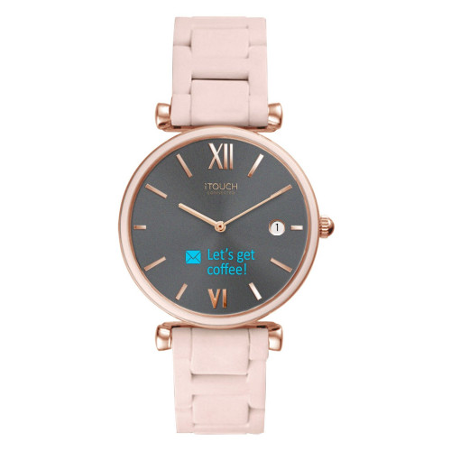 Connected Women's Hybrid Smartwatch Fitness Tracker: Rose Gold Case with Blush Metal Strap 38mm