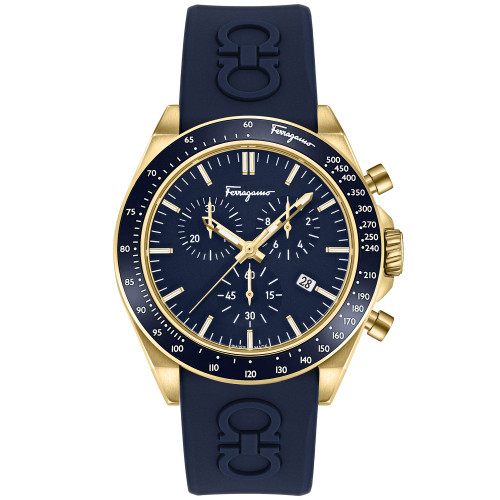 Men's Swiss Chronograph Urban Blue Silicone Strap Watch 43mm