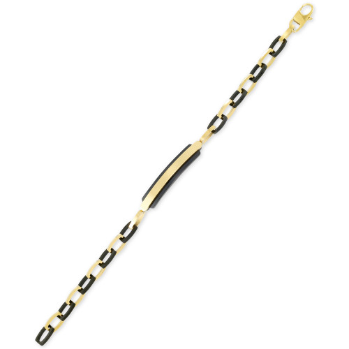 Two-Tone ID Plate Bracelet in Black & Yellow Ion-Plated Stainless Steel