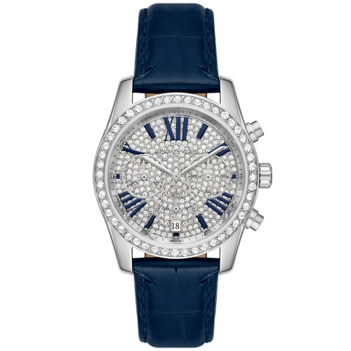 Women's Lexington Lux Chronograph Navy Genuine Leather Strap Watch 38mm