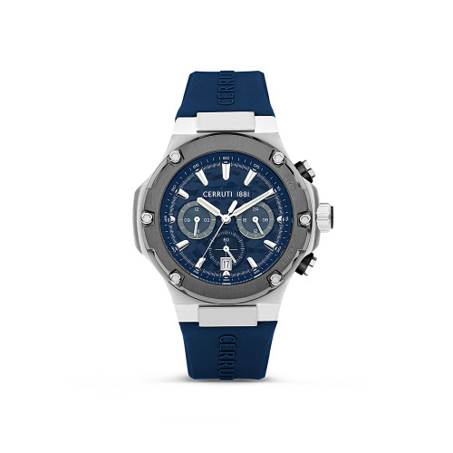 Men's Lucardo Collection Blue Dark Silicone Strap Watch 44mm