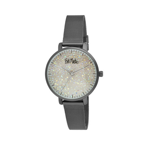 Women's Black Alloy Bracelet Glitter Dial Mesh Watch, 32mm