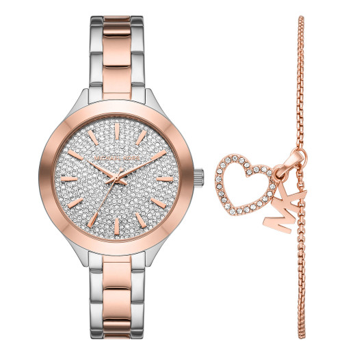 Women's Slim Runway Two-Tone Stainless Steel Bracelet Watch Set 38mm, 2-Piece