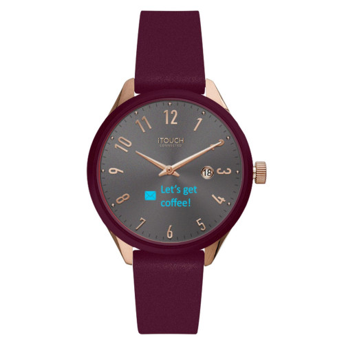 Connected Women's Hybrid Smartwatch Fitness Tracker: Rose Gold Case with Merlot Leather Strap 38mm