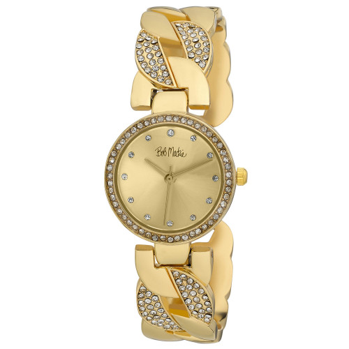 Unisex Interwoven Crystal Gold-Tone Alloy Bangle Watch 26mm