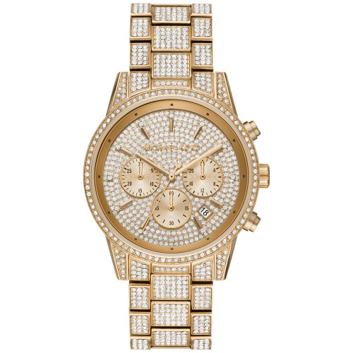 Women's Chronograph Ritz Gold-Tone Stainless Steel Pavé Bracelet Watch 41mm