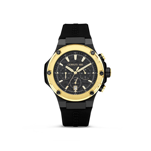 Men's Lucardo Collection Black Silicone Strap Watch 44mm