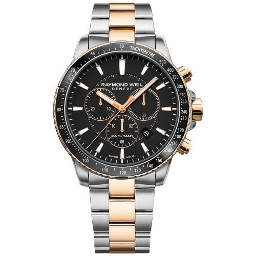 Men's Swiss Chronograph Tango Two Tone Stainless Steel Bracelet Watch 43mm