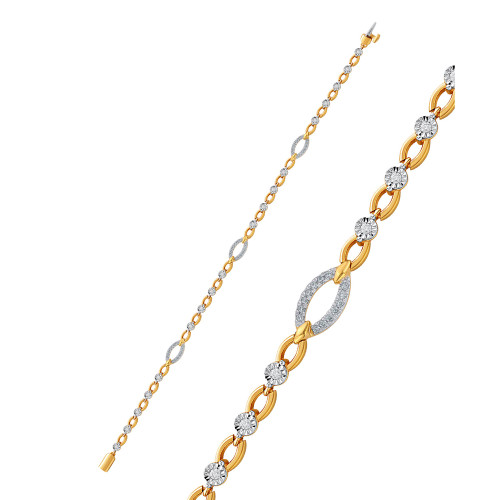 Diamond Open Link Bracelet (1/2 ct. t.w.) in Sterling Silver & 14k Gold-Plate