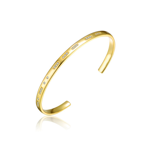 RA 14K Gold Plated Cubic Zirconia Cuff Bracelet