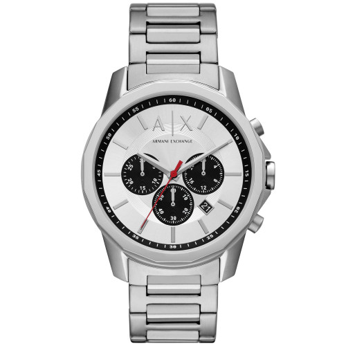 Men's Quartz Chronograph Silver-Tone Stainless Steel Watch 44mm