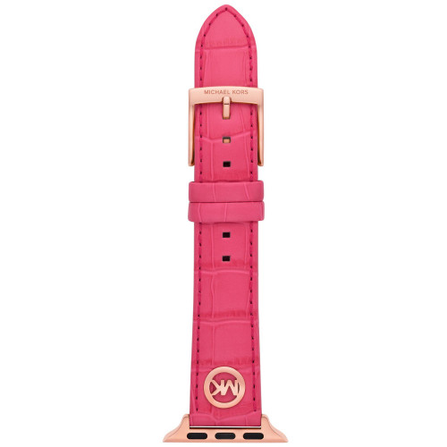 Women's Geranium Pink Genuine Leather Band for Apple Watch, 38mm, 40mm, 41mm and 42mm, 44mm, 45mm, 49mm