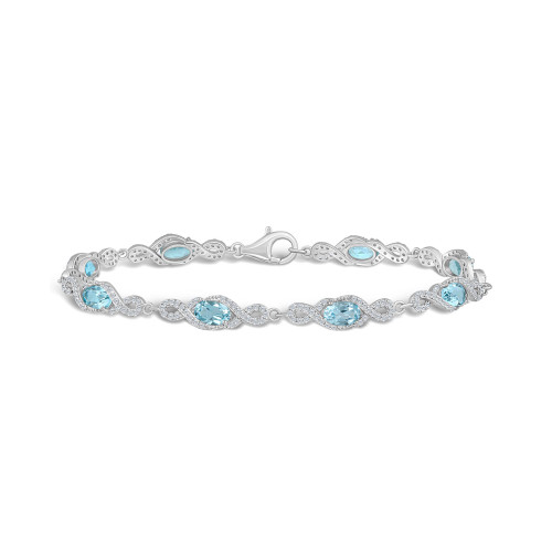 Sky Blue Topaz and White Topaz Bracelet (4-1/2 ct. t.w and 2 ct. t.w) in Sterling Silver