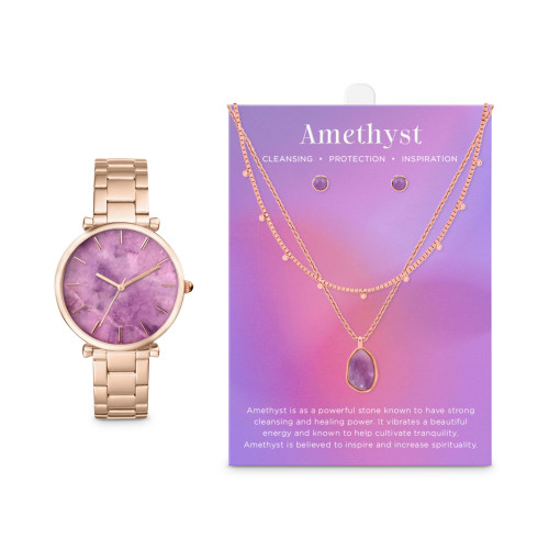 Women's Rose Gold-Tone Bracelet Watch 34mm Gift Set