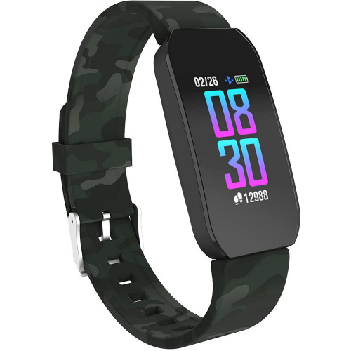 Unisex Active Green Camo Silicone Strap Smartwatch 44 mm