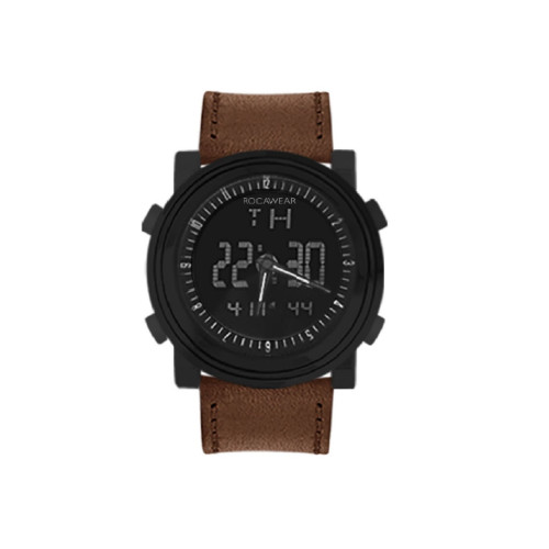 Men's Brown Leather Strap Watch 47mm