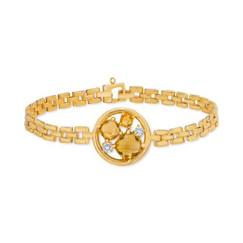 Citrine (3-1/5 ct. t.w.) & White Topaz (1/8 ct. t.w.) Panther Link Bracelet in 14k Gold-Plated Sterling Silver