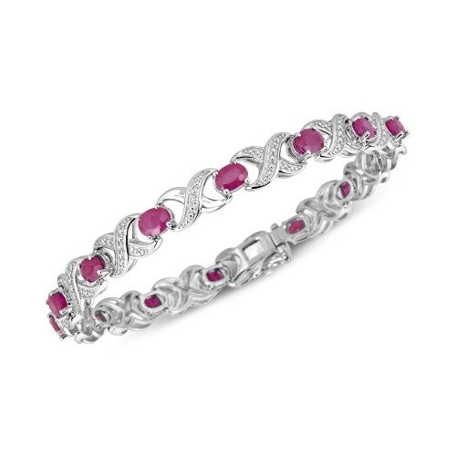 Ruby (7 ct. t.w.) and Diamond Accent XO Bracelet in Sterling Silver