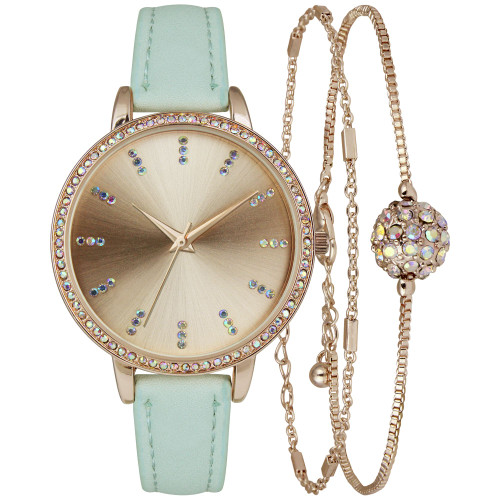 Women's Mint Strap Watch 38mm Gift Set, Created for Macy's