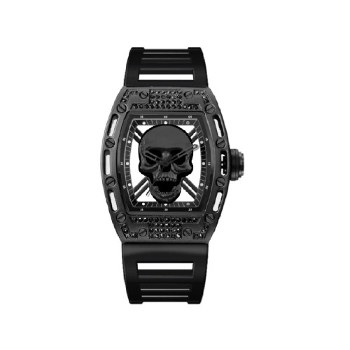 Men's Matte Black Plastic Strap Watch 42mm