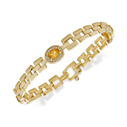 Citrine (1-1/5 ct. t.w.) & White Topaz Accent Panther Link Bracelet in 14k Gold-Plated Sterling Silver