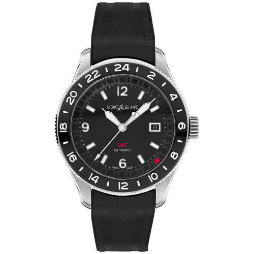 Men's Swiss Automatic 1858 GMT Black Rubber Strap Watch 42mm