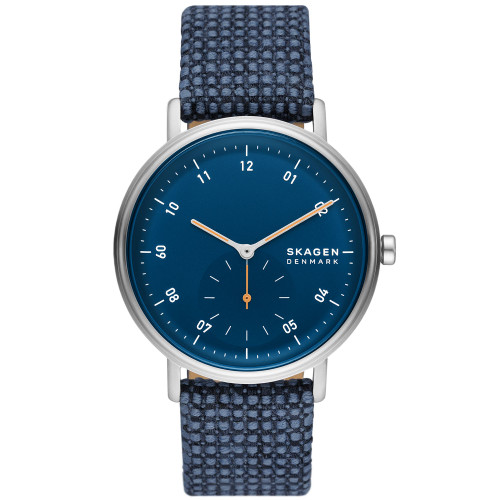 Men's Kuppel Quartz Three Hand Blue Fabric Watch, 44mm