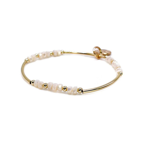 Non-Tarnishing Gold filled, 3mm Gold Ball and Gold Tube Stretch Bracelet
