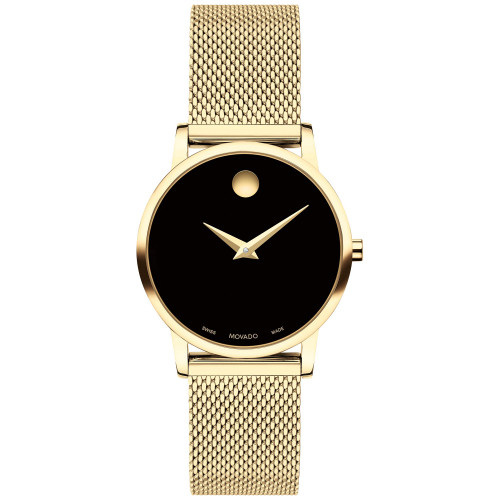 Women's Swiss Museum Classic Gold PVD Mesh Bracelet Watch 28mm