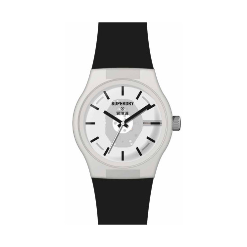 Unisex 3 Hands Black Silicon Strap Watch 38mm