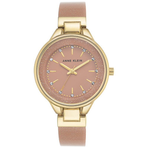 Women's Pink and Gold Shimmer Resin Bangle Bracelet Watch 36mm