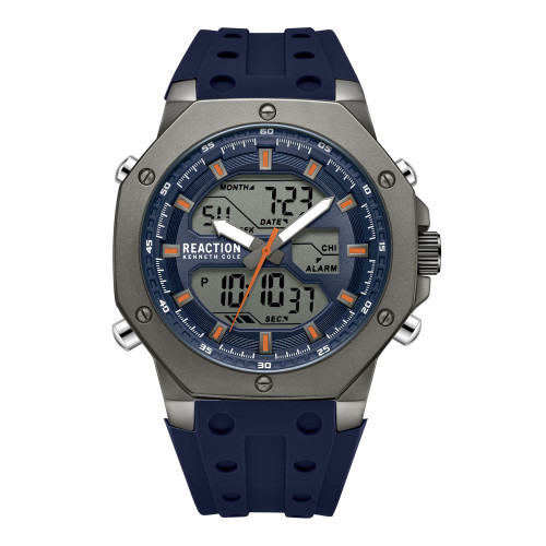 Men's Ana-digi Black Silicon Strap Watch, 48mm