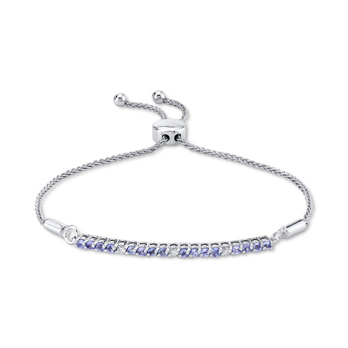 Tanzanite (5/8 ct. t.w.) & Diamond (1/10 ct. t.w.) Bolo Bracelet in Sterling Silver