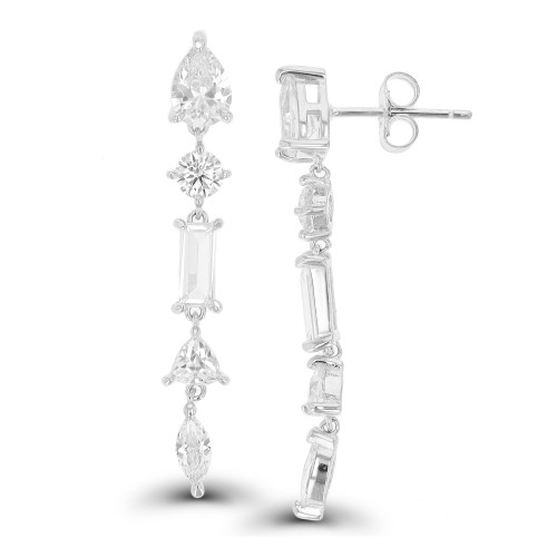 Multi Shape Dangling Earrings in Sterling Silver
