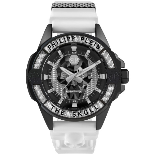 Men's The $kull White Silicone Strap Watch 44mm