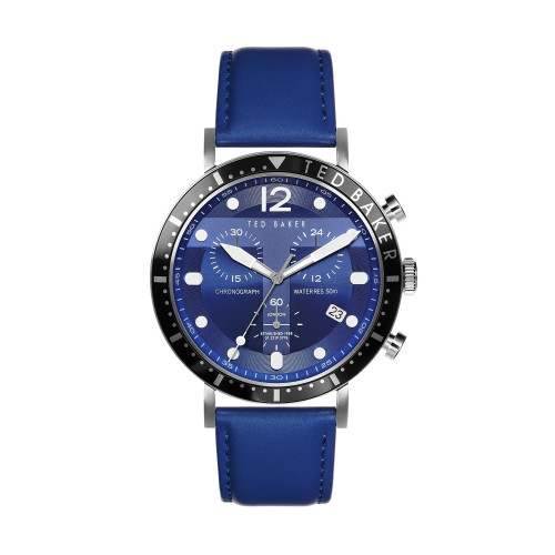 Men's Marteni Chronograph Blue Leather Strap Watch 46mm