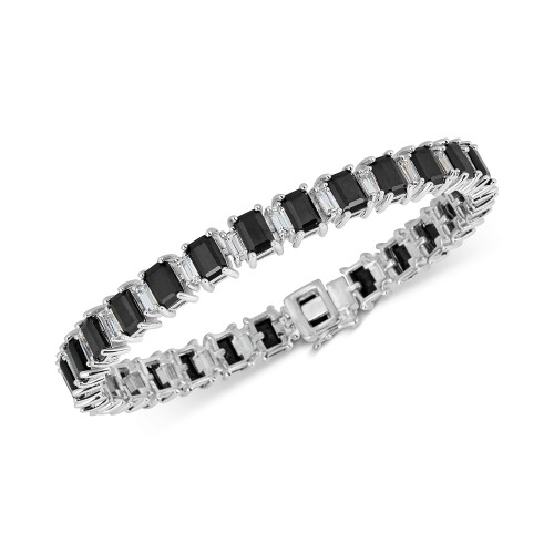 Black Sapphire (18 ct. t.w.) & White Topaz (4 ct. t.w.) Tennis Bracelet in Sterling Silver