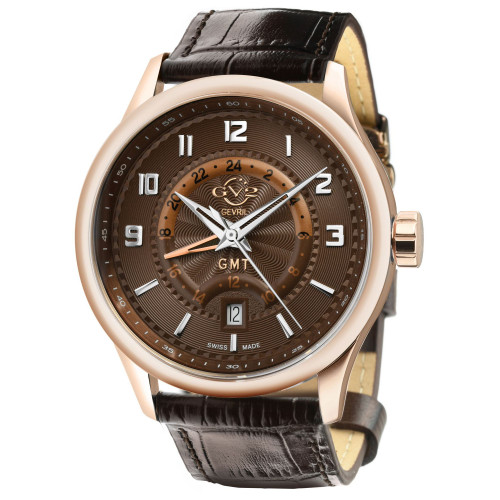 Men's Giromondo Swiss Quartz Brown Leather Strap Watch 42mm