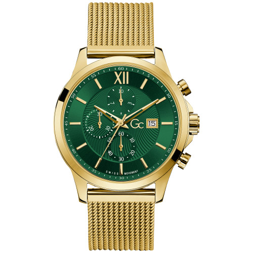 Gc Executive Men's Swiss Gold-Tone Stainless Steel Bracelet Watch 44mm