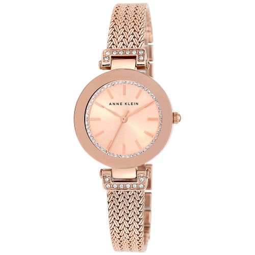 Women's Premium Crystal-Accented Rose Gold-Tone Stainless Steel Mesh Bracelet Watch 30mm AK-1906RGRG