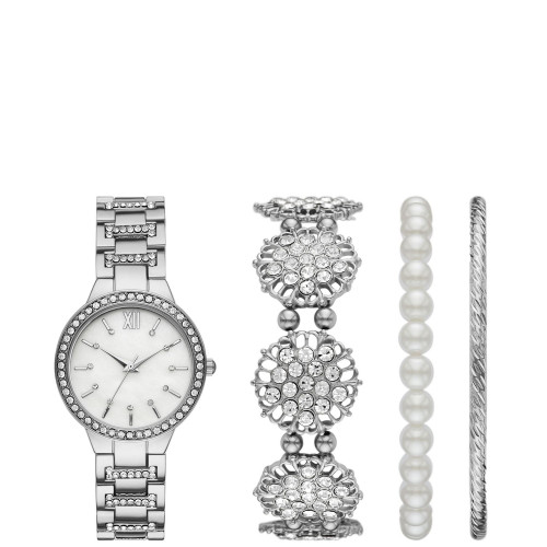 Women's Silver Bracelet Watch Gift Set, 35mm