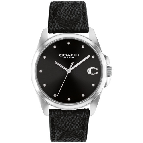 Women's Greyson Quartz Black Leather Strap Watch 36mm