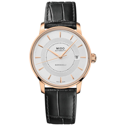 Men's Swiss Automatic Baroncelli II Signature Black Leather Strap Watch 39mm
