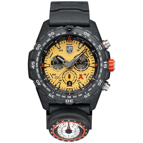 Men's Swiss Chronograph Bear Grylls Survival Master Series Compass Dark Gray Rubber Strap Watch 45mm