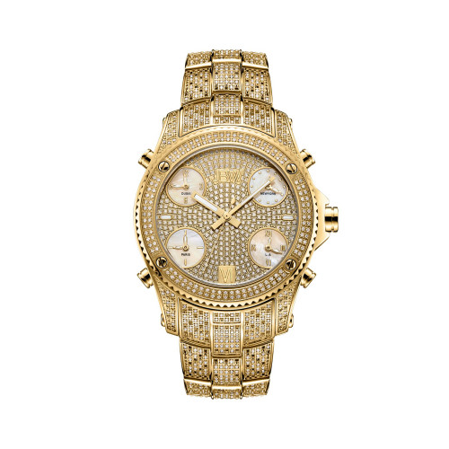 Men's Jet Setter Platinum Series Diamond (3 ct. t.w.) 18K Gold-Plated Stainless Steel Watch, 50Mm