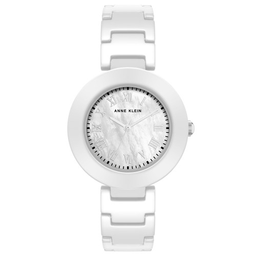 Women's Three Hand Quartz White Ceramic Watch, 34.5mm
